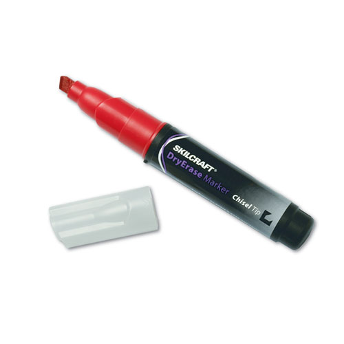 7520015105661 SKILCRAFT Dry Erase Marker, Broad Chisel Tip, Red, Dozen