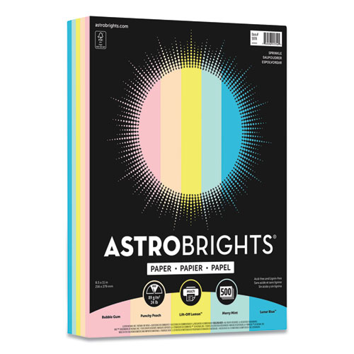 Astrobrights® Color Paper, 24 Lb Bond Weight, 8.5 X 11, Assorted Colors, 500/Ream