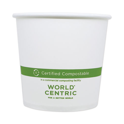 World Centric® Paper Bowls, 24 oz, 4.4" Diameter x 4.4"h, White, 500/Carton