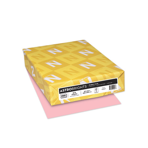 Color Cardstock, 65 lb Cover Weight, 8.5 x 11, Bubble Gum, 250/Pack