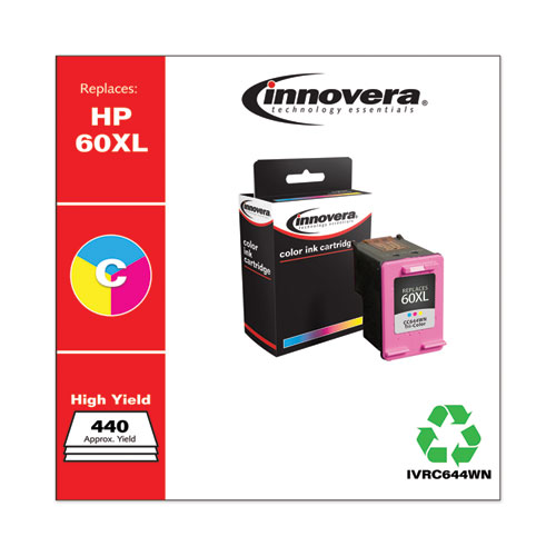 REMANUFACTURED TRI-COLOR HIGH-YIELD INK, REPLACEMENT FOR HP 60XL (CC644WN), 440 PAGE-YIELD
