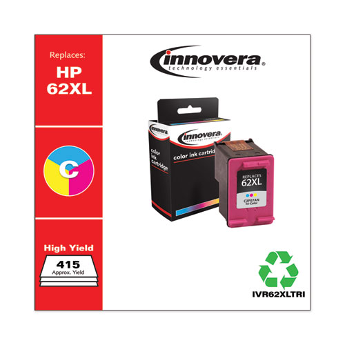 REMANUFACTURED TRI-COLOR HIGH-YIELD INK, REPLACEMENT FOR HP 62XL (C2P07AN), 415 PAGE-YIELD