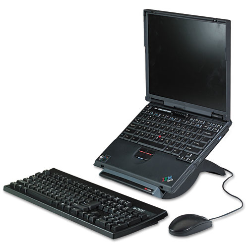Image of 3M™ Vertical Notebook Computer Riser With Cable Management, 9" X 12" X 6.5" To 9.5", Black/Charcoal Gray, Supports 20 Lbs