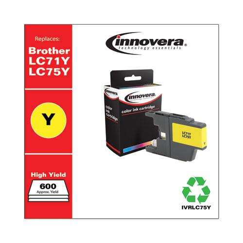 REMANUFACTURED YELLOW HIGH-YIELD INK, REPLACEMENT FOR BROTHER LC75Y, 600 PAGE-YIELD