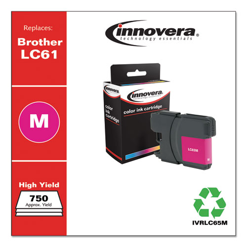 REMANUFACTURED MAGENTA HIGH-YIELD INK, REPLACEMENT FOR BROTHER LC65M, 750 PAGE-YIELD