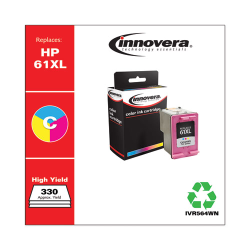 Remanufactured Tri-Color High-Yield Ink, Replacement for 61XL (CH564WN), 330 Page-Yield