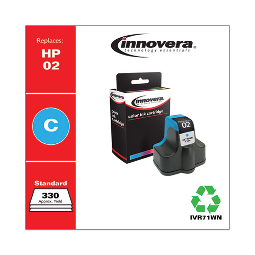 REMANUFACTURED CYAN INK, REPLACEMENT FOR HP 02 (C8771WN), 400 PAGE-YIELD