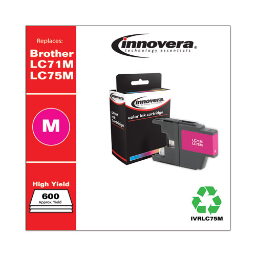 REMANUFACTURED MAGENTA HIGH-YIELD INK, REPLACEMENT FOR BROTHER LC75M, 600 PAGE-YIELD