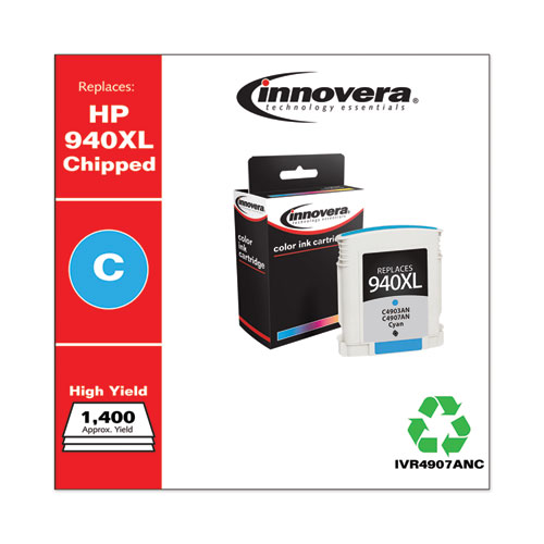 REMANUFACTURED CYAN HIGH-YIELD INK, REPLACEMENT FOR HP 940XL (C4907AN), 1,400 PAGE-YIELD