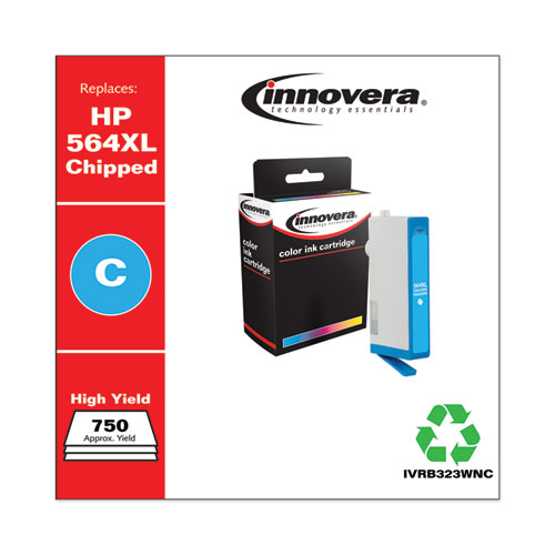 REMANUFACTURED CYAN HIGH-YIELD INK, REPLACEMENT FOR HP 564XL (CB323WN), 750 PAGE-YIELD