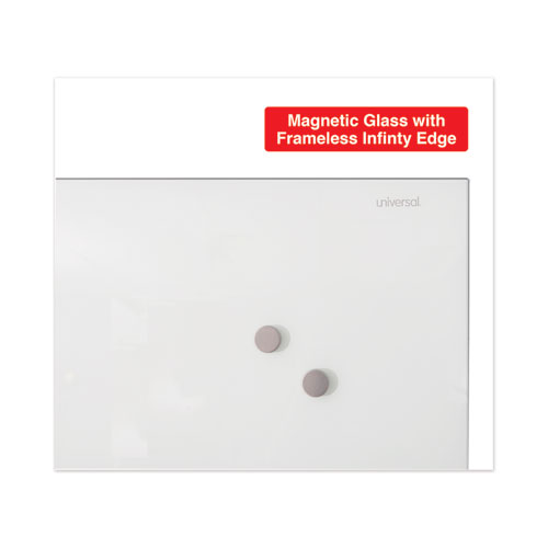 Image of Universal® Frameless Magnetic Glass Marker Board, 36 X 24, White Surface