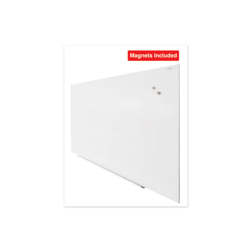 Frameless Magnetic Glass Marker Board, 72 x 48, White Surface