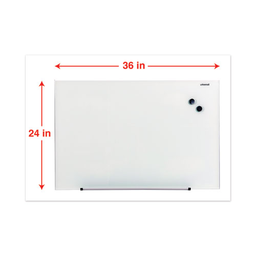 Image of Universal® Frameless Magnetic Glass Marker Board, 36 X 24, White Surface
