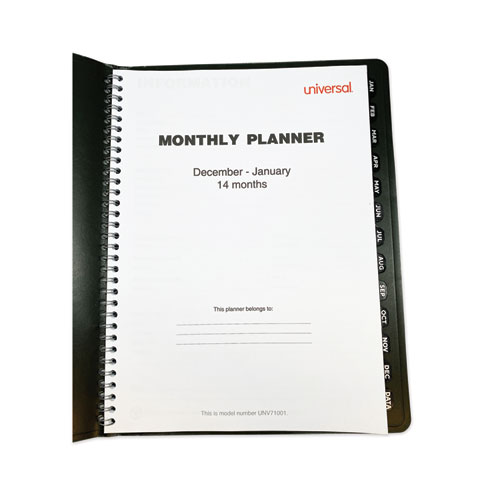 Image of Universal® Monthly Planner, 11 X 8, Black Cover, 14-Month, Dec 2023 To Jan 2025