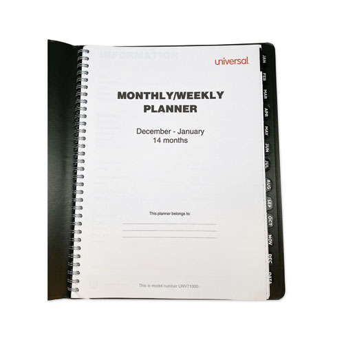 Image of Universal® Weekly Planner, 11 X 8, Black Cover, 14-Month, Dec 2023 To Jan 2025