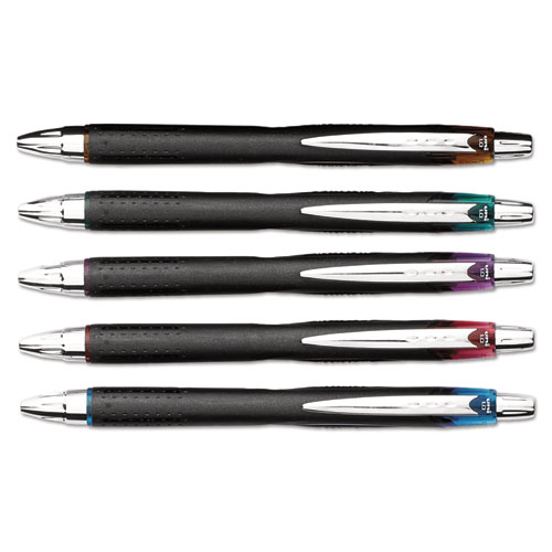 Jetstream Retractable Ballpoint Pen, 1mm, Assorted Ink, Black Barrel, 5/Pack