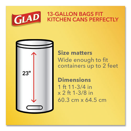 Tall Kitchen Drawstring Trash Bags, 13 gal, 0.72 mil, 23.75 x