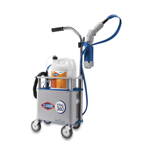 Image of Clorox® Total 360 Electrostatic Sprayer, Cart System, Trigger, 1" X 7 Ft Hose, Gray