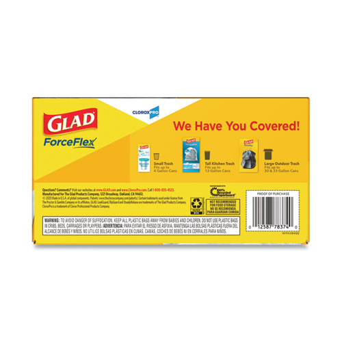 Image of Glad® Tall Kitchen Drawstring Trash Bags, 13 Gal, 0.72 Mil, 24" X 27.38", Gray, 100 Bags/Box, 4 Boxes/Carton
