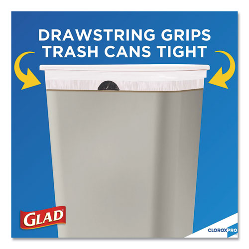 Image of Tall Kitchen Drawstring Trash Bags, 13 gal, 0.72 mil, 24" x 27.38", Gray, 100 Bags/Box, 4 Boxes/Carton