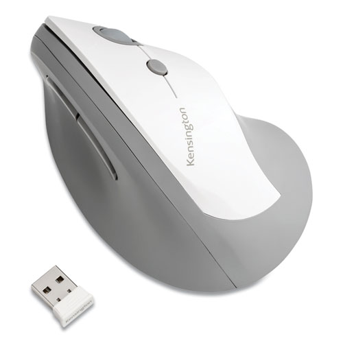 Image of Pro Fit Ergo Vertical Wireless Mouse, 2.4 GHz Frequency/65.62 ft Wireless Range, Right Hand Use, Gray