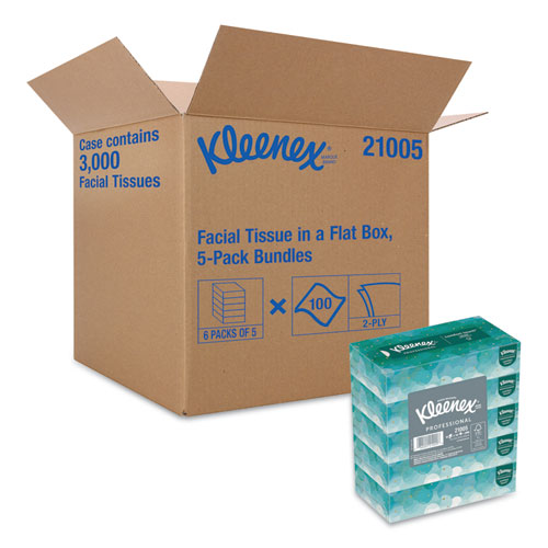 Image of White Facial Tissue for Business, 2-Ply, 100 Sheets/Box, 5 Boxes/Pack, 6 Packs/Carton