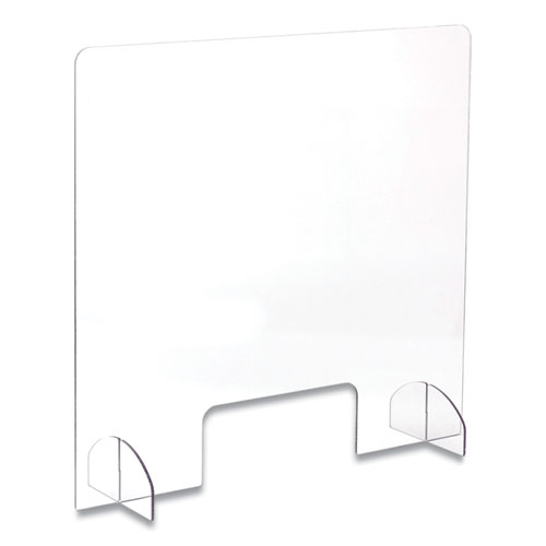 PORTABLE ACRYLIC SNEEZE GUARD WITH DOCUMENT PASS THROUGH, 30 X 8 X 28, ACRYLIC, CLEAR