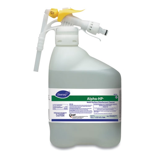 Diversey™ Alpha-HP Concentrated Multi-Surface Cleaner, Citrus Scent, 5,000 mL RTD Bottle