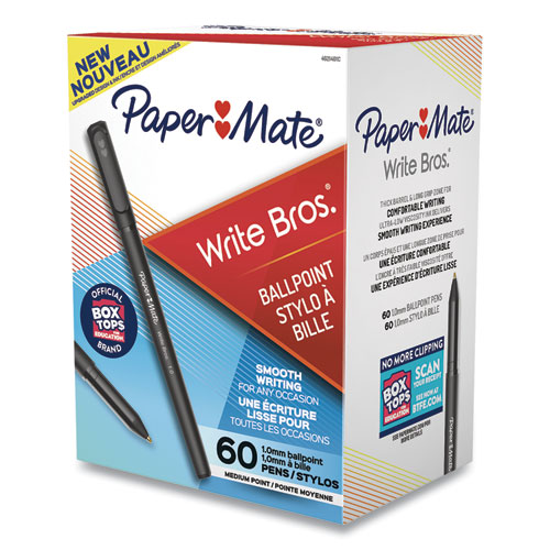 Image of Write Bros. Ballpoint Pen Value Pack, Stick, Medium 1 mm, Black Ink, Black Barrel, 60/Pack