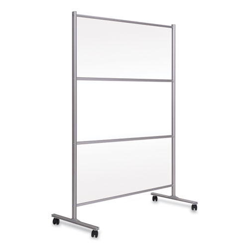 Protector Series Mobile Glass Panel Divider, 68.5 x 22 x 50, Clear/Aluminum