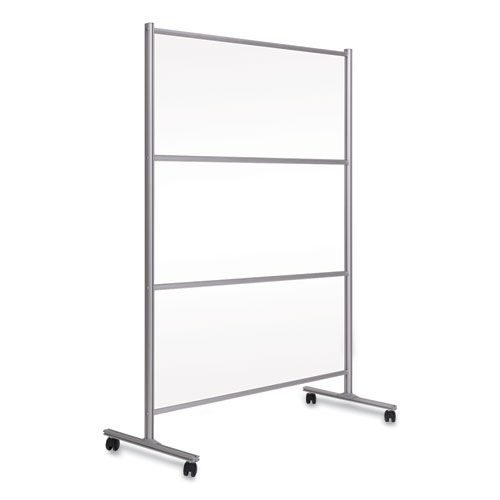 MasterVision® Protector Series Mobile Glass Panel Divider, 49 x 22 x 69, Clear/Aluminum
