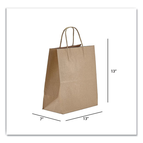 Prime Time Packaging Kraft Paper Bags, Jr. Mart, 13 X 7 X 13, Natural, 250/Carton