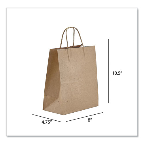 Kraft Paper Bags, Tempo, 8 x 4.75 x 10.5, Natural, 250/Carton