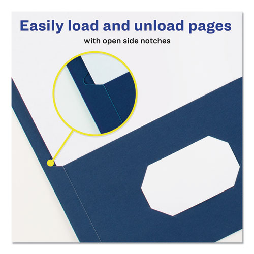 Image of Two-Pocket Folder, 40-Sheet Capacity, 11 x 8.5, Dark Blue, 25/Box
