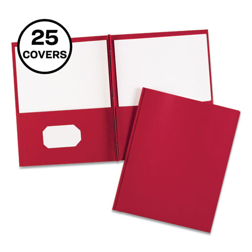 Avery® Two-Pocket Folder, Prong Fastener, 0.5" Capacity, 11 X 8.5, Red, 25/Box