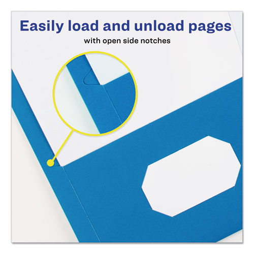 Image of Two-Pocket Folder, Prong Fastener, 0.5" Capacity, 11 x 8.5, Light Blue, 25/Box