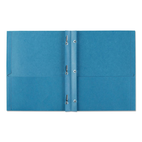 Image of Two-Pocket Folder, Prong Fastener, 0.5" Capacity, 11 x 8.5, Light Blue, 25/Box