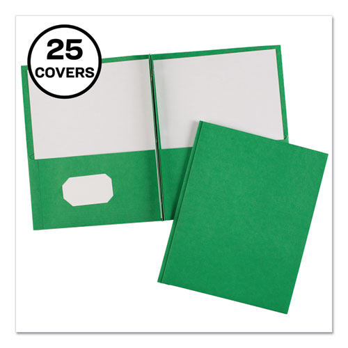 Avery® Two-Pocket Folder, Prong Fastener, 0.5" Capacity, 11 X 8.5, Green, 25/Box