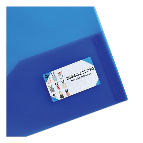 Image of Plastic Two-Pocket Folder, 20-Sheet Capacity, 11 x 8.5, Translucent Blue