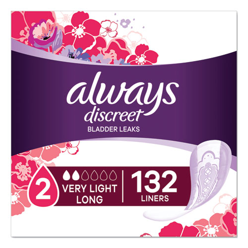 Discreet Incontinence Liners, Very Light, Long, 44/Pack