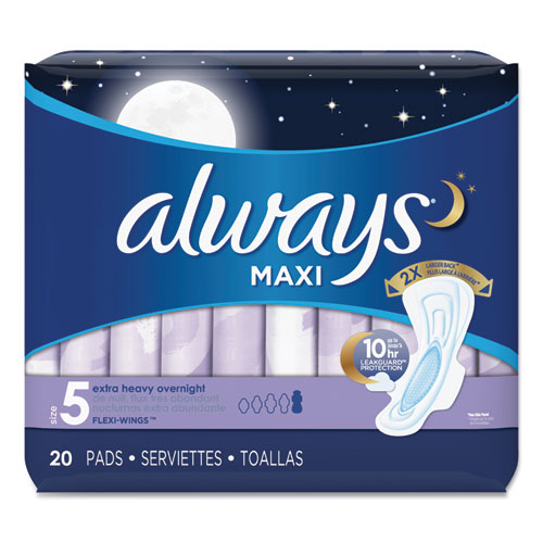 Maxi Pads, Extra Heavy Overnight, 20/pack