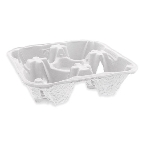 Image of EarthChoice Four-Cup Carrier with Food Tray, 8 oz to 32 oz, Four Cups, Natural, 300/Carton