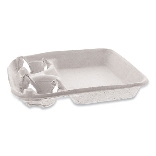 EARTHCHOICE TWO-CUP CARRIER WITH FOOD TRAY, 8-24 OZ, TWO CUPS, 200/CARTON