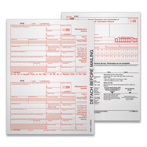 5-Part 1099-MISC Tax Forms, 8.5 x 11, 50/Pack