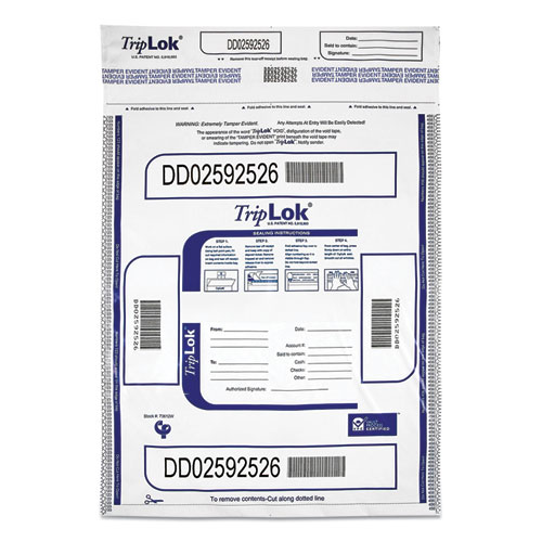 Triplok™ Deposit Bag, Plastic, 12 X 16, White, 100/Pack