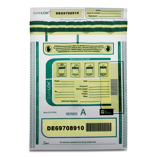 SafeLOK™ Deposit Bag, Plastic, 9 x 12, Clear, 100/Pack