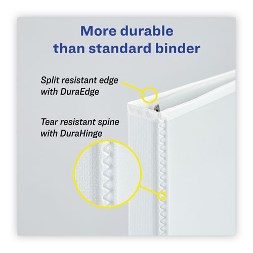 Image of Heavy-Duty Non Stick View Binder with DuraHinge and Slant Rings, 3 Rings, 0.5" Capacity, 11 x 8.5, White, 4/Pack