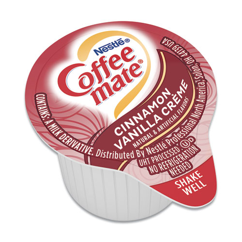 Image of Liquid Coffee Creamer, Cinnamon Vanilla, 0.38 oz Mini Cups, 50/Box, 4 Boxes/Carton, 200 Total/Carton