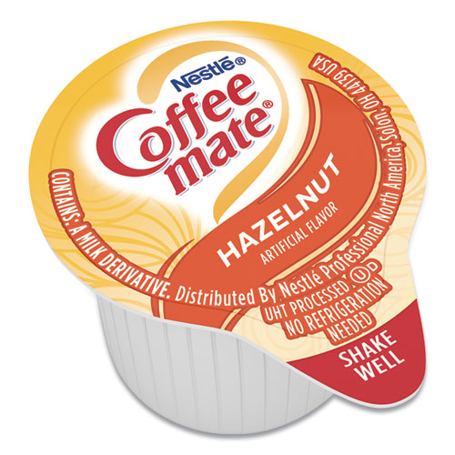 Image of Liquid Coffee Creamer, Hazelnut, 0.38 oz Mini Cups, 50/Box, 4 Boxes/Carton, 200 Total/Carton
