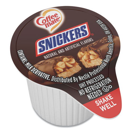 Image of Liquid Coffee Creamer, Snickers, 0.38 oz Mini Cups, 50 Cups/Box